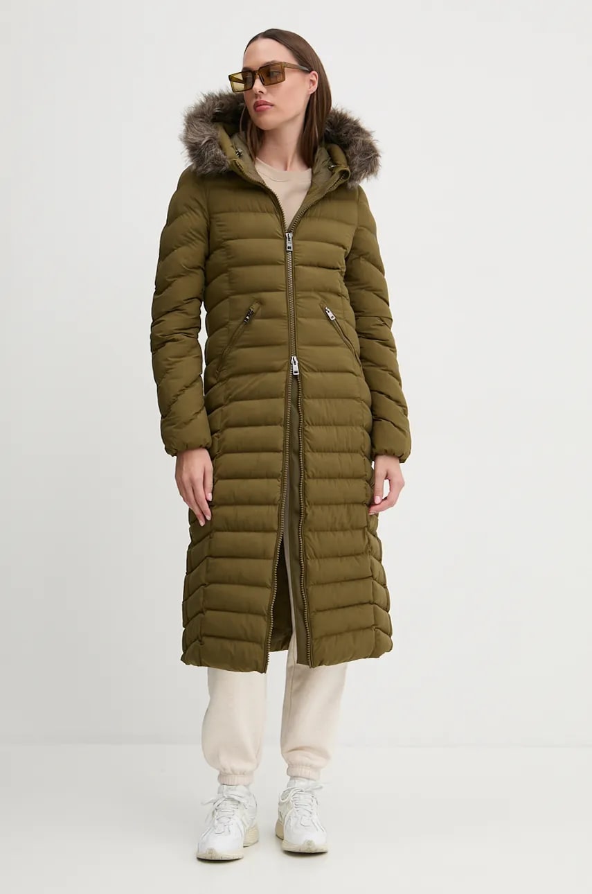 Superdry geaca femei, culoarea verde, de iarna, W5011790A-GMJ