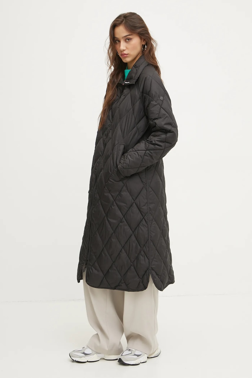 Superdry geaca femei, culoarea negru, de tranzitie, oversize, W5011796A-02A Superdry geaca femei, culoarea negru, de tranzitie, oversize, W5011796A-02A
