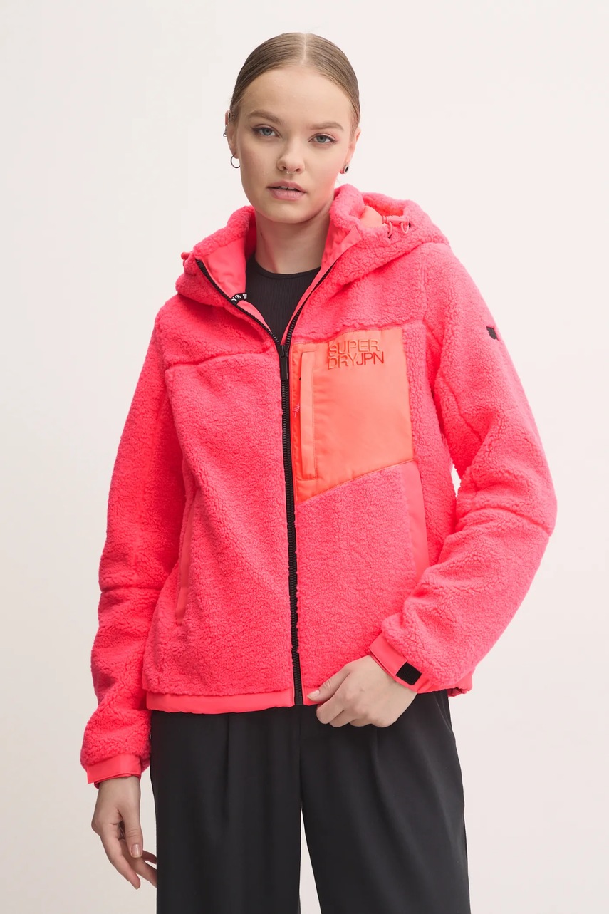 

Суичър Superdry в розово с качулка с изчистен дизайн W5011820A-1ZP, Розов