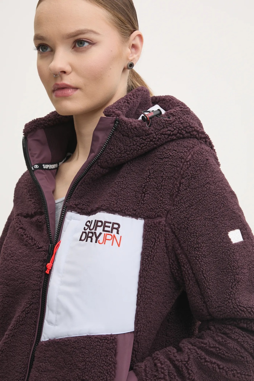 Superdry geaca femei, culoarea violet, de tranzitie, W5011820A-C4J