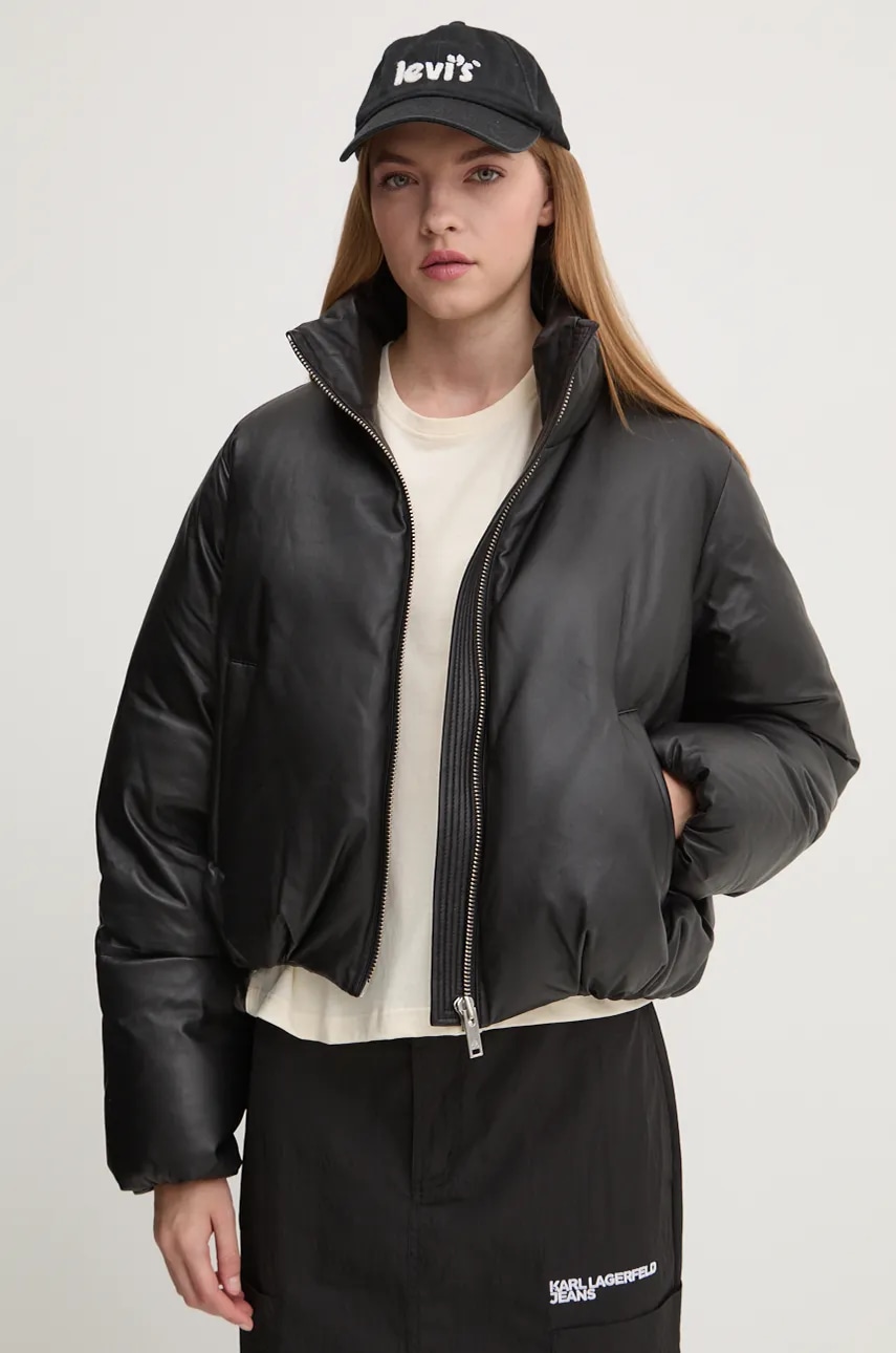 MOOSE KNUCKLES geacă de piele cu puf culoarea negru, de iarna, M34LL317