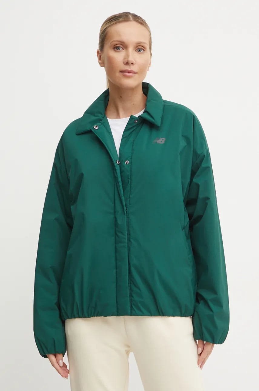 New Balance geaca femei, culoarea verde, de tranzitie, oversize, WJ43506NWG New Balance geaca femei, culoarea verde, de tranzitie, oversize, WJ43506NWG