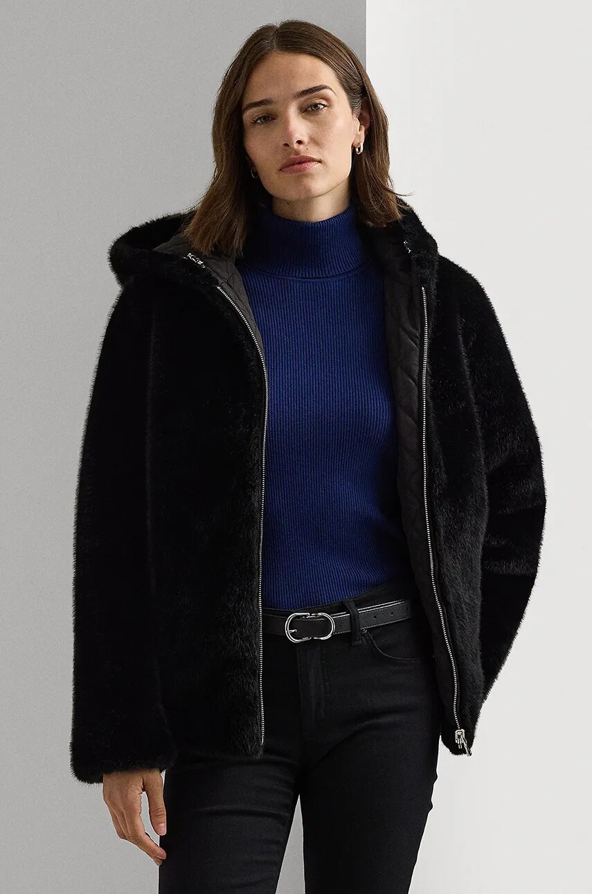 Levně Oboustranná bunda Lauren Ralph Lauren dámská, černá barva, přechodná, 297957520