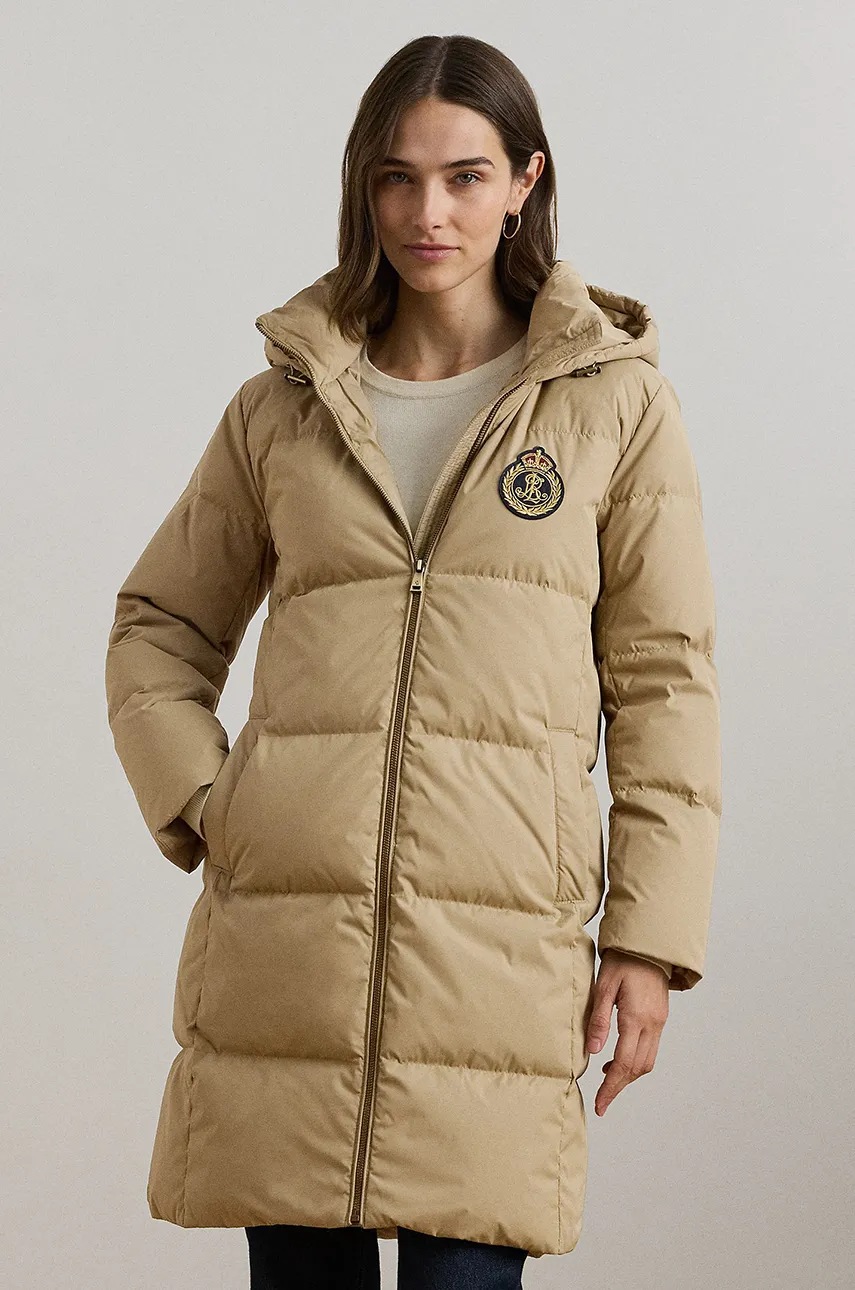 Пухова куртка Lauren Ralph Lauren жіноча колір бежевий зимова 297962675 