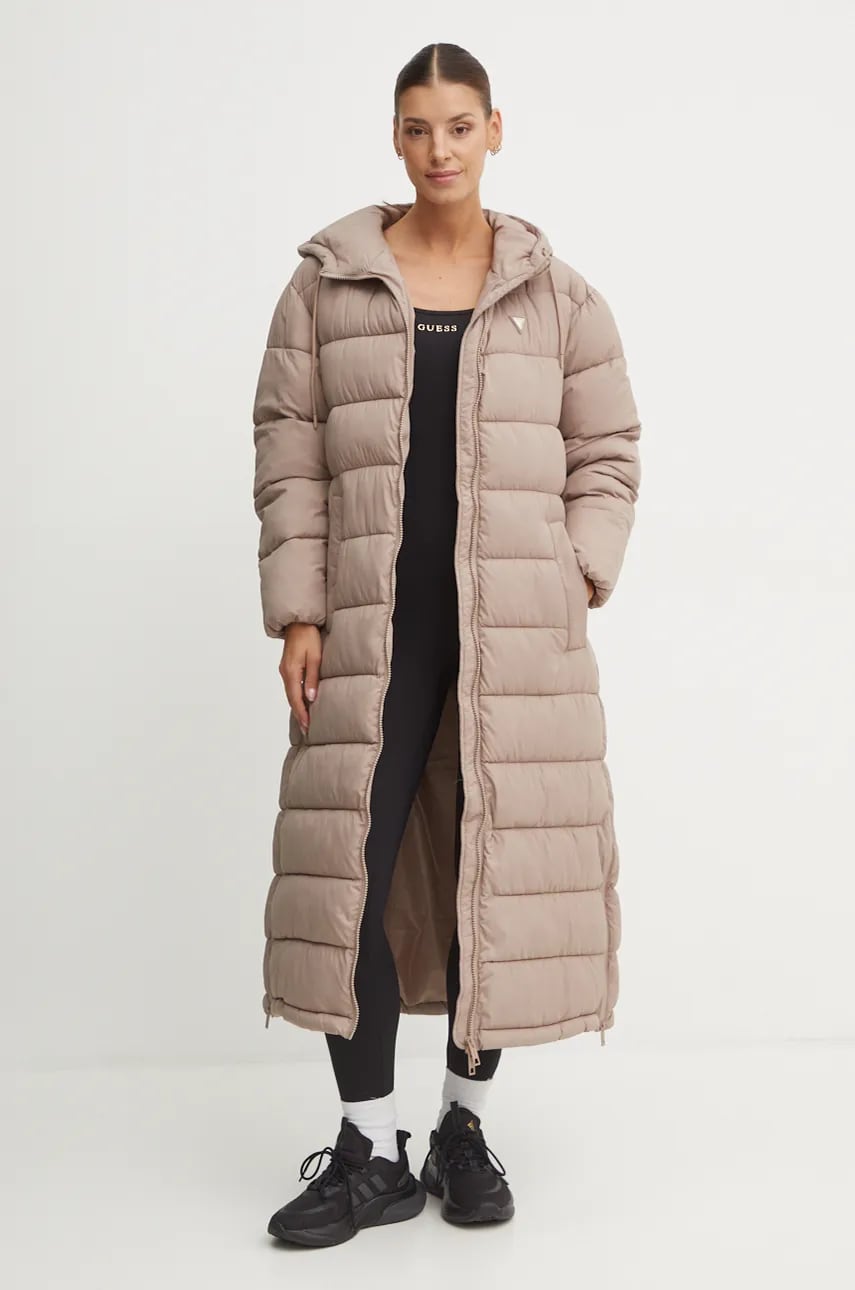 Levně Bunda Guess BREANA dámská, béžová barva, zimní, V4BL04 WFYE2
