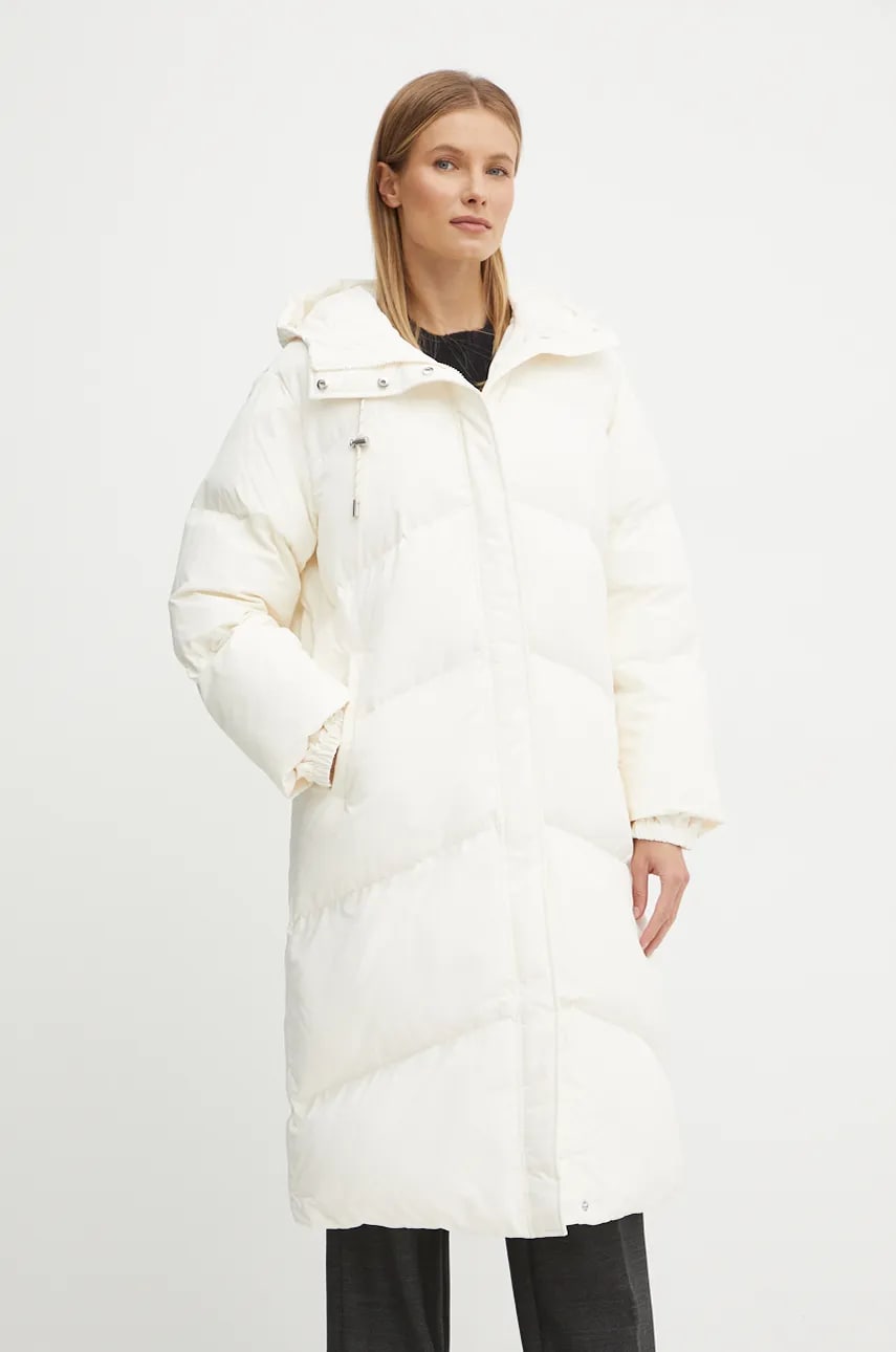 Boss Orange geaca femei, culoarea bej, de iarna, oversize, 50535645 Boss Orange geaca femei, culoarea bej, de iarna, oversize, 50535645