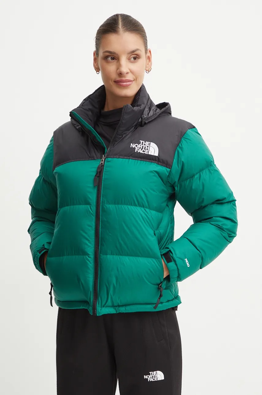 The North Face geacă de puf 1996 Retro Nuptse femei, culoarea verde, de iarna, NF0A3XEONL11 The North Face geacă de puf 1996 Retro Nuptse femei, culoarea verde, de iarna, NF0A3XEONL11