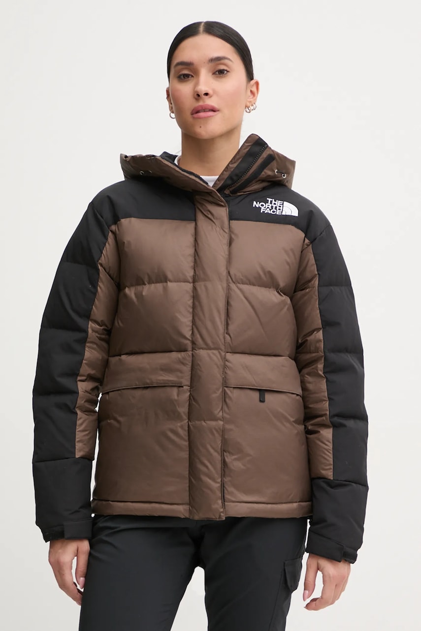 The North Face geacă de puf HMLYN Down femei, culoarea maro, de iarnă, NF0A4R2W5EX1 The North Face geacă de puf HMLYN Down femei, culoarea maro, de iarnă, NF0A4R2W5EX1