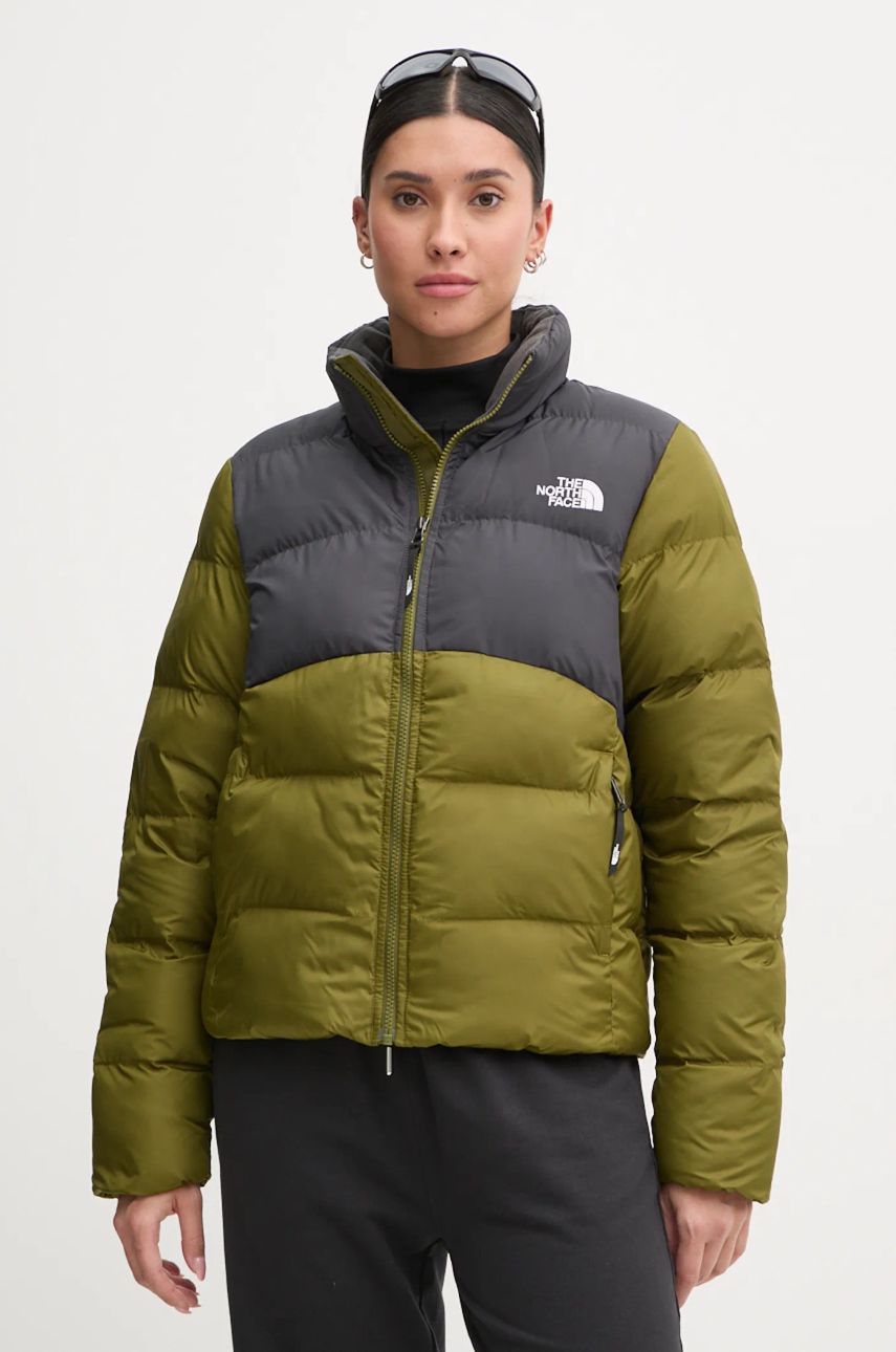 The North Face geaca Saikuru femei, culoarea verde, de iarna, NF0A89JDWOG1