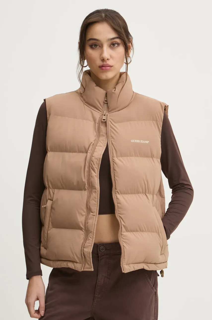 Vesta Guess Jeans dámska, hnedá farba, zimná, W4BN59 WGII2