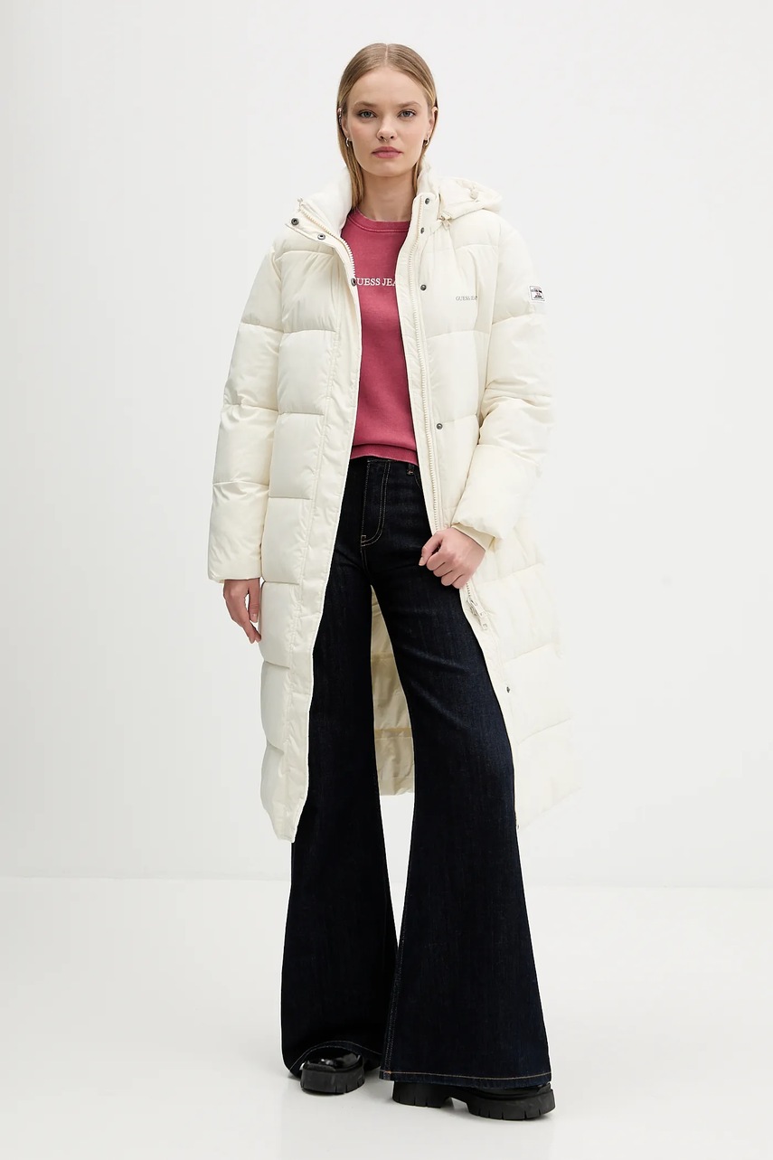 Куртка Guess Jeans цвет чёрный зимняя oversize W4BL26 WGII2