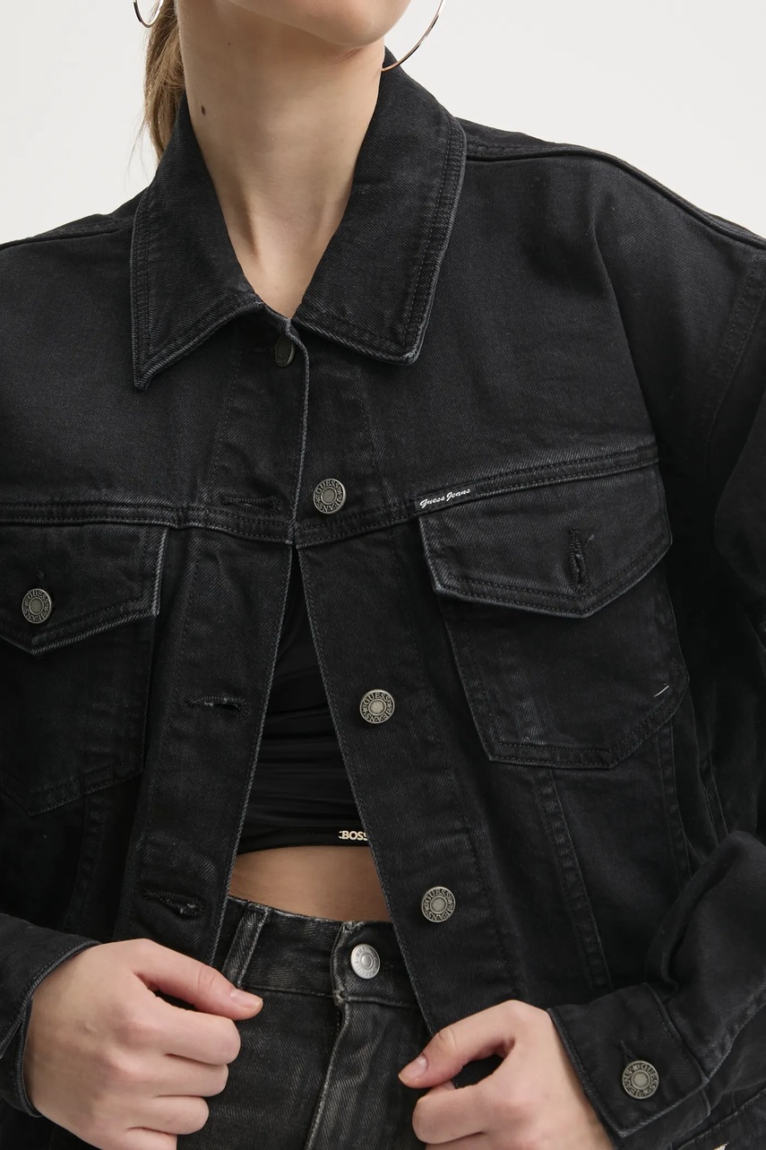 Τζιν μπουφάν Guess Jeans χρώμα: μαύρο, W4BN56 D5E83 φωτογραφία