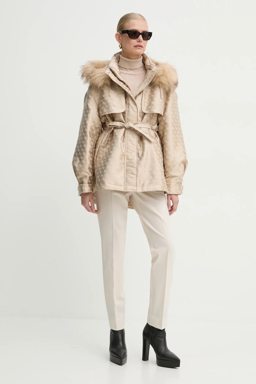 Куртка Guess ELLY женская цвет бежевый переходная oversize W4BL35 WFIR2