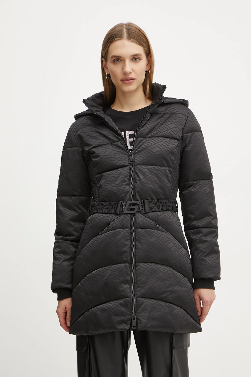 Levně Bunda Guess SELINE dámská, černá barva, zimní, W4BL58 WGL72