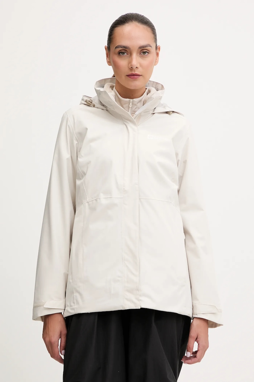 Levně Outdoorová bunda Jack Wolfskin Rotwand 3 in 1 vínová barva, A60333