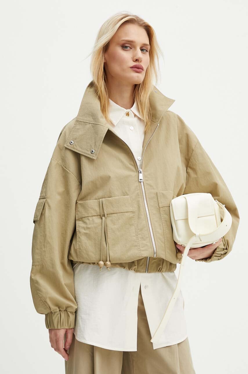 AERON geaca femei, culoarea bej, de tranzitie, oversize, PFJK119518 AERON geaca femei, culoarea bej, de tranzitie, oversize, PFJK119518