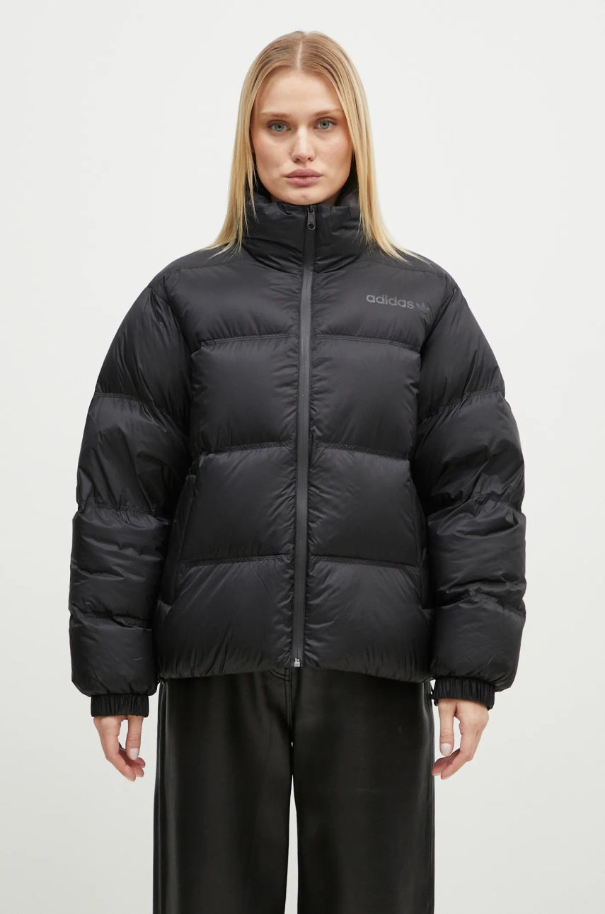 Péřová bunda adidas Originals Premium Puffer dámská, černá barva, zimní, IW5867