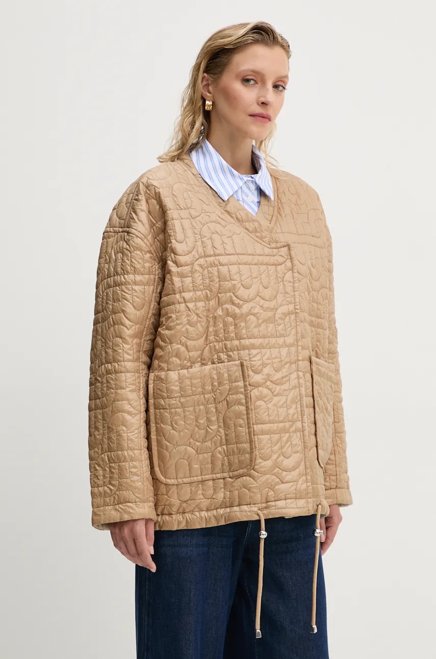 MUNTHE geaca cu doua fete TIMOTHIE femei, culoarea bej, de tranzitie, oversize, 243153524343 MUNTHE geaca cu doua fete TIMOTHIE femei, culoarea bej, de tranzitie, oversize, 243153524343