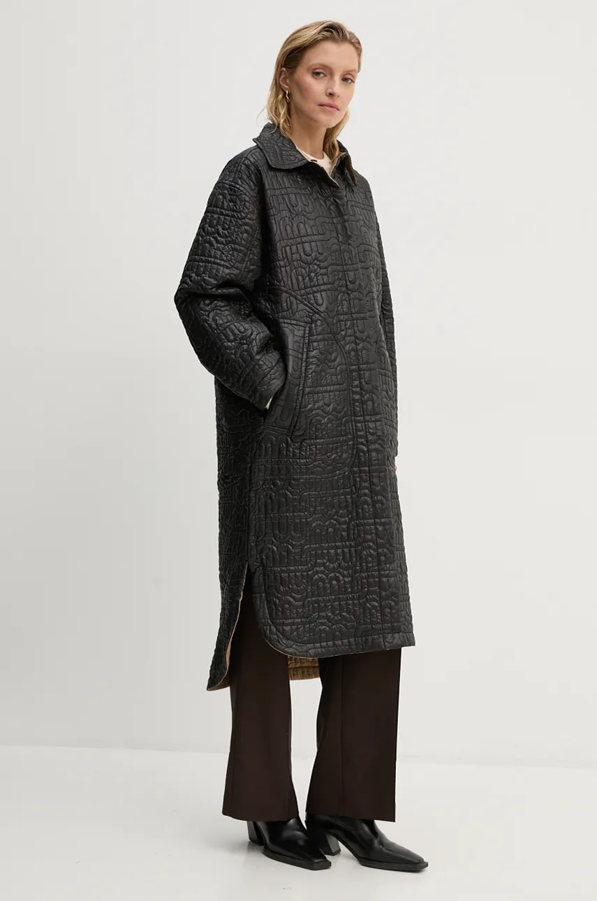 MUNTHE geaca TILDOS femei, culoarea negru, de tranzitie, oversize, 243153624343 MUNTHE geaca TILDOS femei, culoarea negru, de tranzitie, oversize, 243153624343