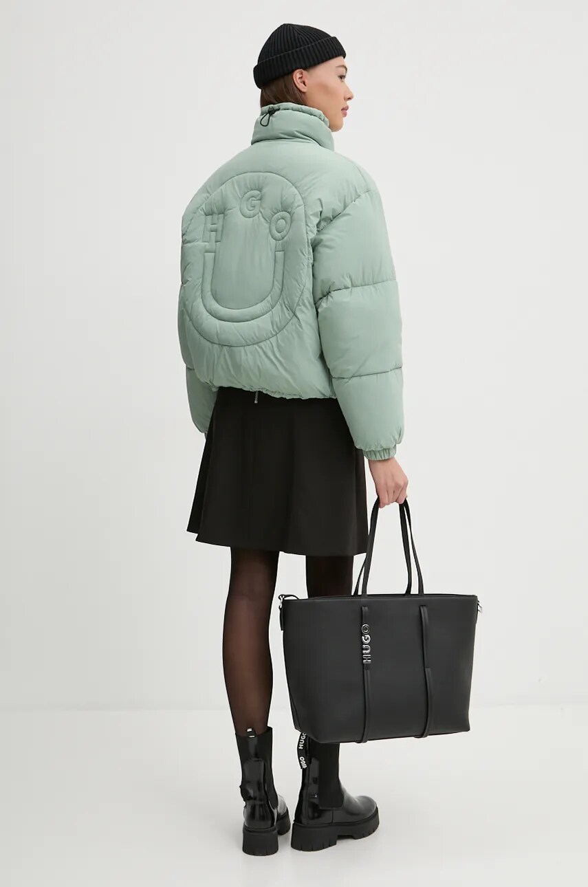 Hugo Blue geaca femei, culoarea verde, de iarna, oversize, 50522262