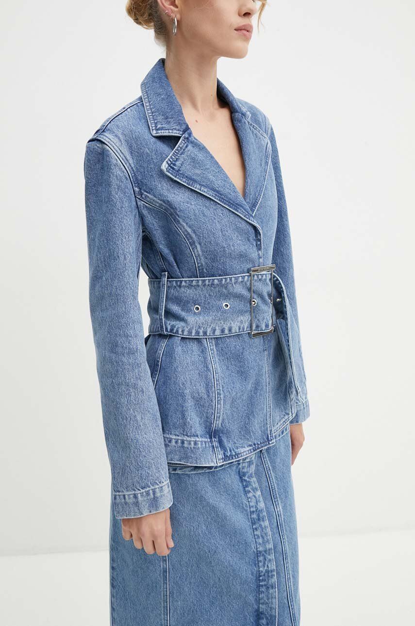 Stine Goya jacheta denim un singur rand de nasturi, neted, J001-2251