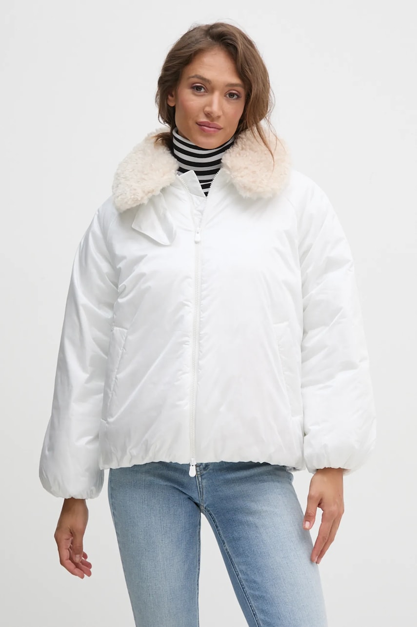 Save The Duck geaca PETAL femei, culoarea alb, de iarna, oversize, D31841W.JADE19 Save The Duck geaca PETAL femei, culoarea alb, de iarna, oversize, D31841W.JADE19