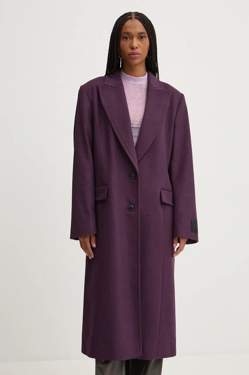 HUGO palton din lana culoarea violet, de tranzitie, 50523200