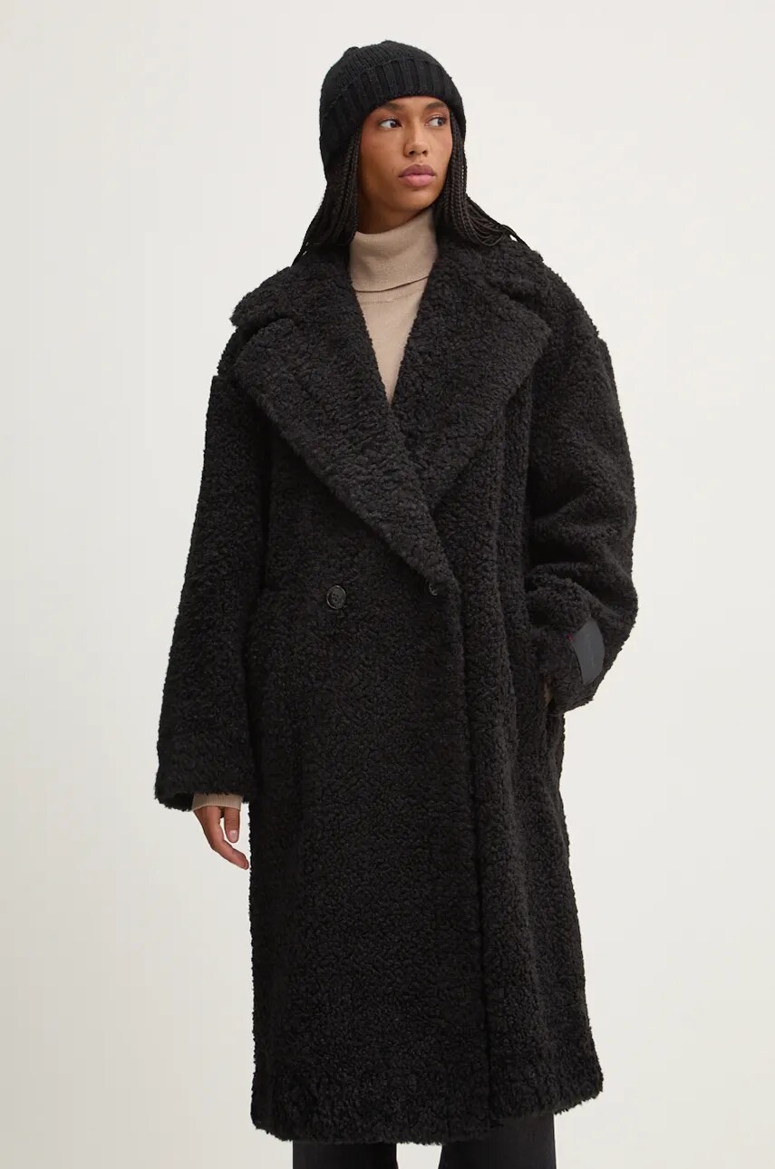HUGO palton femei, culoarea negru, de iarna, oversize, 50523262