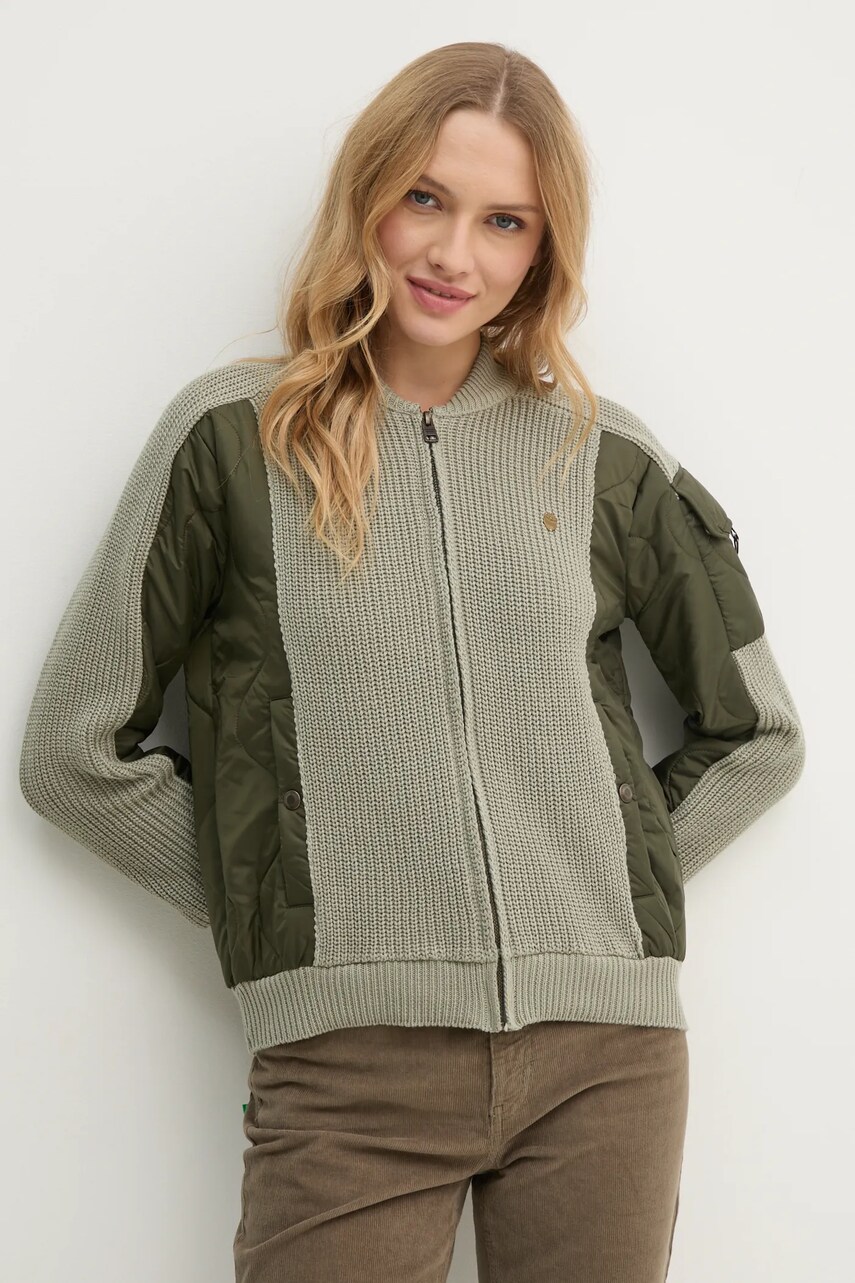 Aeronautica Militare geaca femei, culoarea verde, de tranzitie, AF488DL543