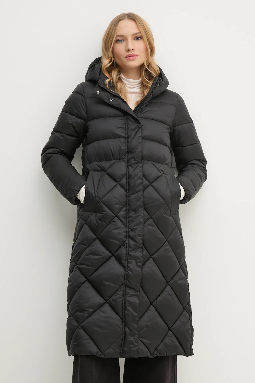 Sisley geaca femei, culoarea negru, de tranzitie, 26DRLN04F