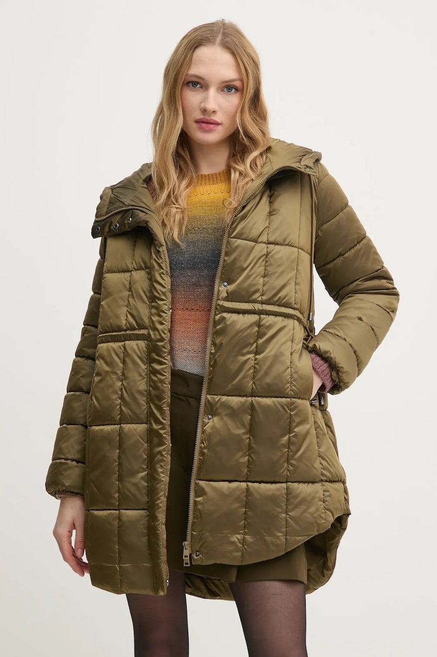 Sisley geaca femei, culoarea verde, de iarna, 2E3XLN052 Sisley geaca femei, culoarea verde, de iarna, 2E3XLN052