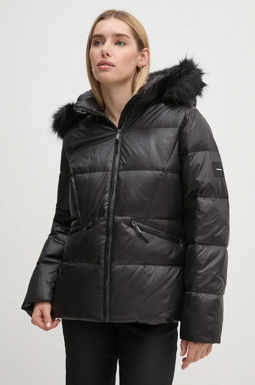 

Пухено яке Calvin Klein в черно зимен модел K20K207733, Черен