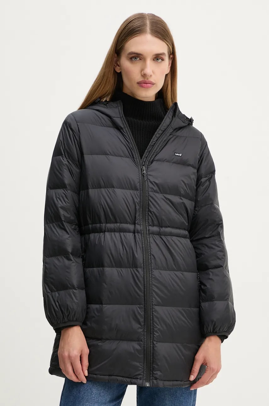 Levi's geaca de puf femei, culoarea negru, de tranzitie, A8525 Levi's geaca de puf femei, culoarea negru, de tranzitie, A8525