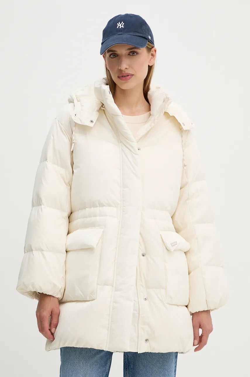 Levi\'s geaca de puf femei, culoarea bej, de iarna, oversize, A8528