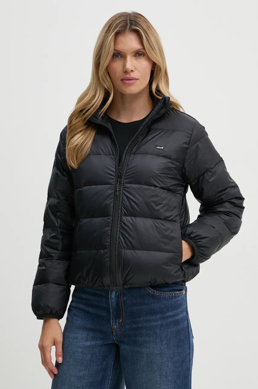 Levně Péřová bunda Levi's dámská, černá barva, přechodná, A8320