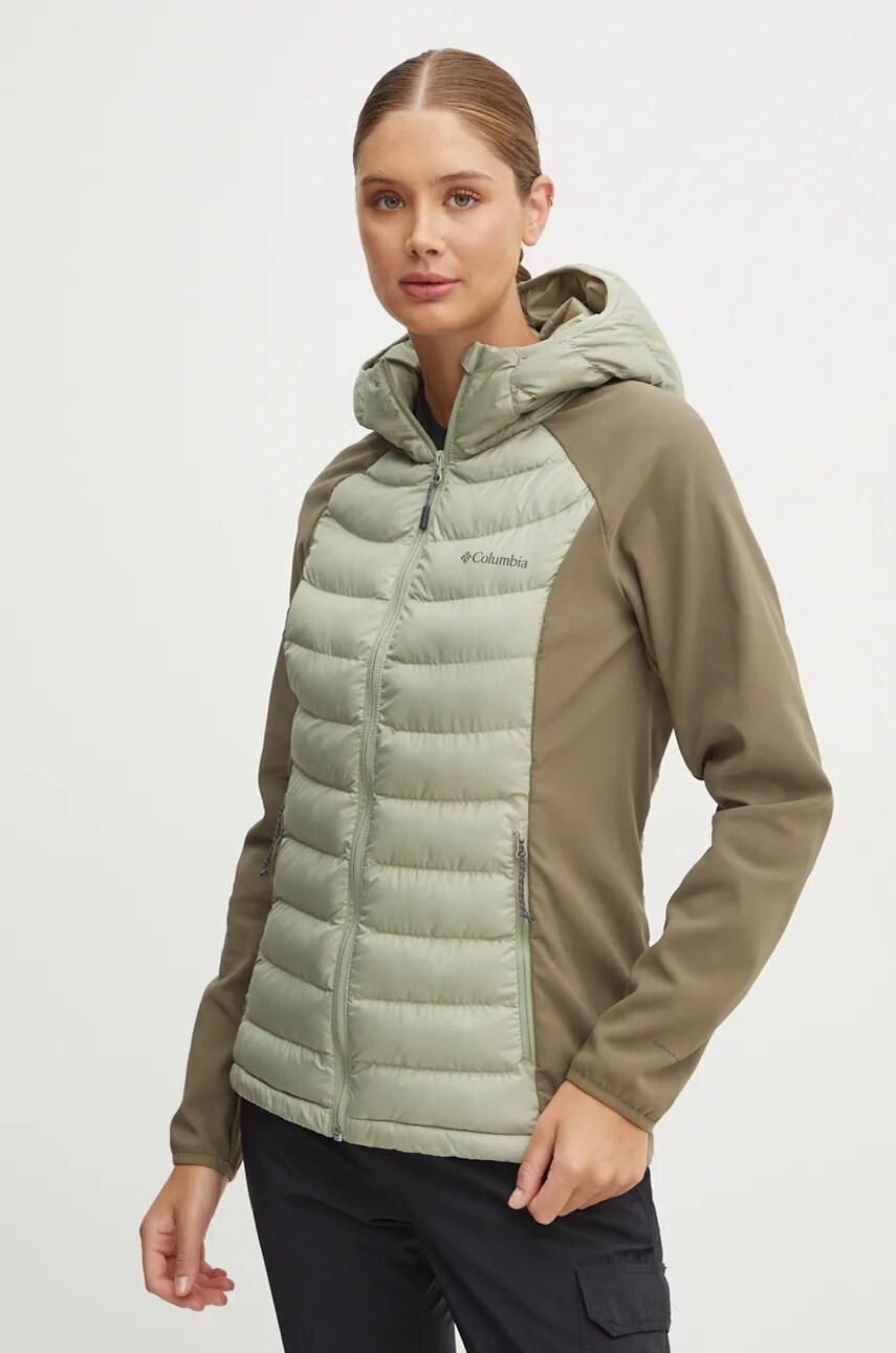 Columbia geaca sport Powder Lite Hybrid culoarea verde, 2089411