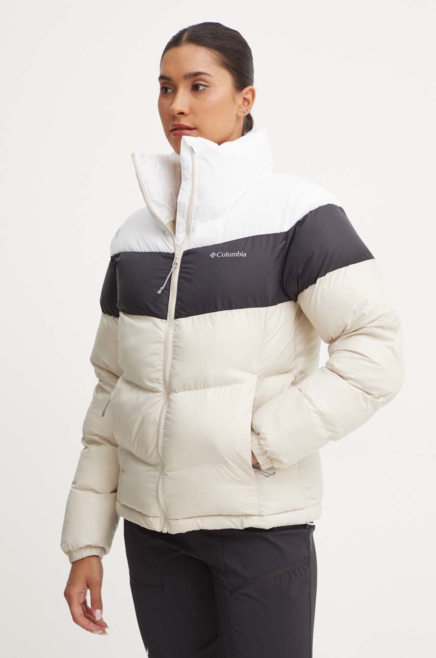 Columbia geaca Puffect Colorblock femei, culoarea bej, de iarna, 2088481 Columbia geaca Puffect Colorblock femei, culoarea bej, de iarna, 2088481