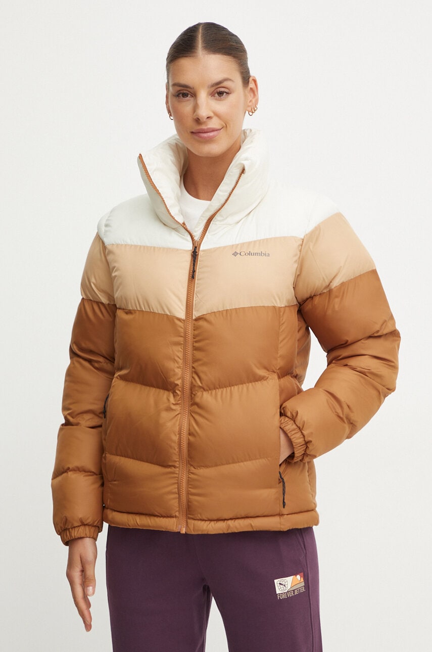 Columbia geaca Puffect Colorblock femei, culoarea maro, de iarna, 2088481 Columbia geaca Puffect Colorblock femei, culoarea maro, de iarna, 2088481