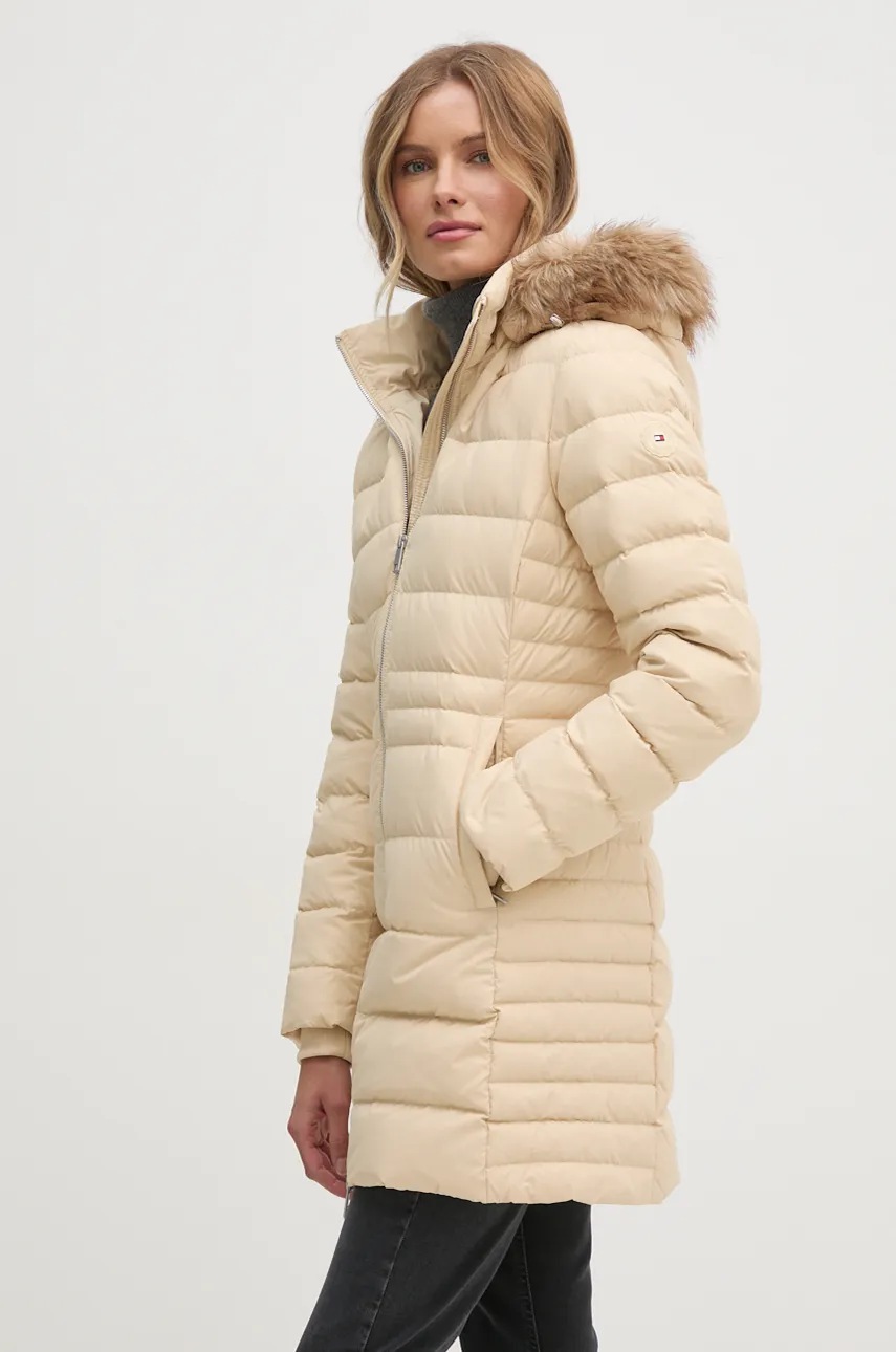 Пухова куртка Tommy Hilfiger жіноча колір бежевий зимова WW0WW42742 