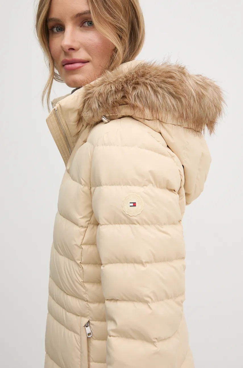 Пухова куртка Tommy Hilfiger жіноча колір бежевий зимова WW0WW42742 
