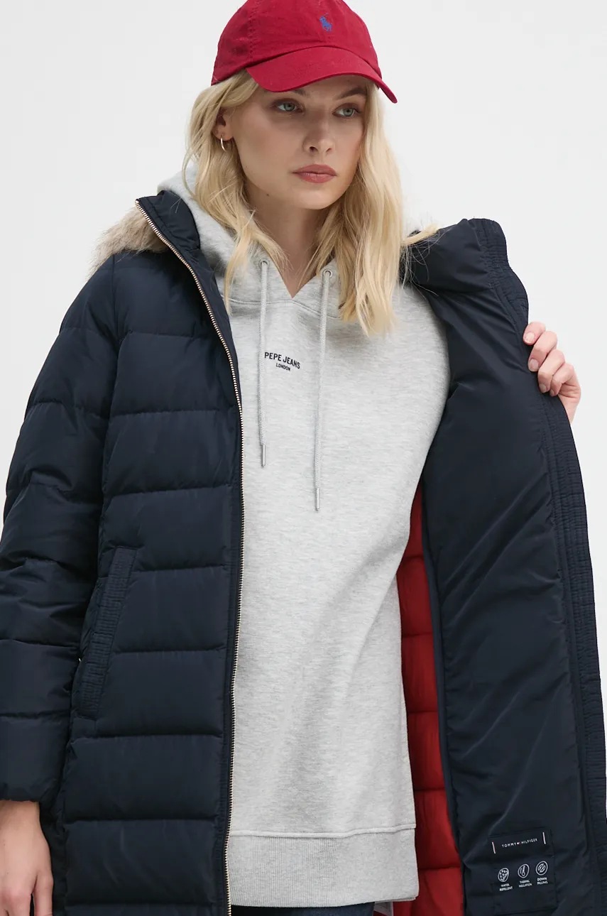 Пухова куртка Tommy Hilfiger жіноча колір синій зимова WW0WW43234 