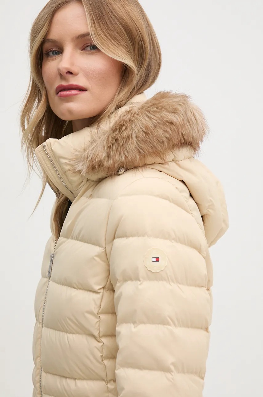 Пухова куртка Tommy Hilfiger жіноча колір бежевий зимова WW0WW42741 