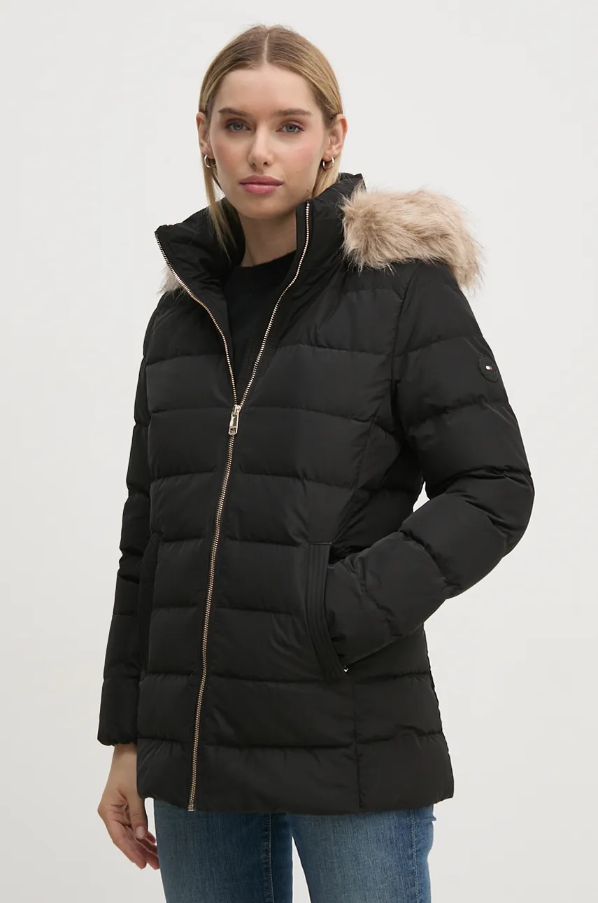 Levně Bunda Tommy Hilfiger dámská, černá barva, zimní, WW0WW43600