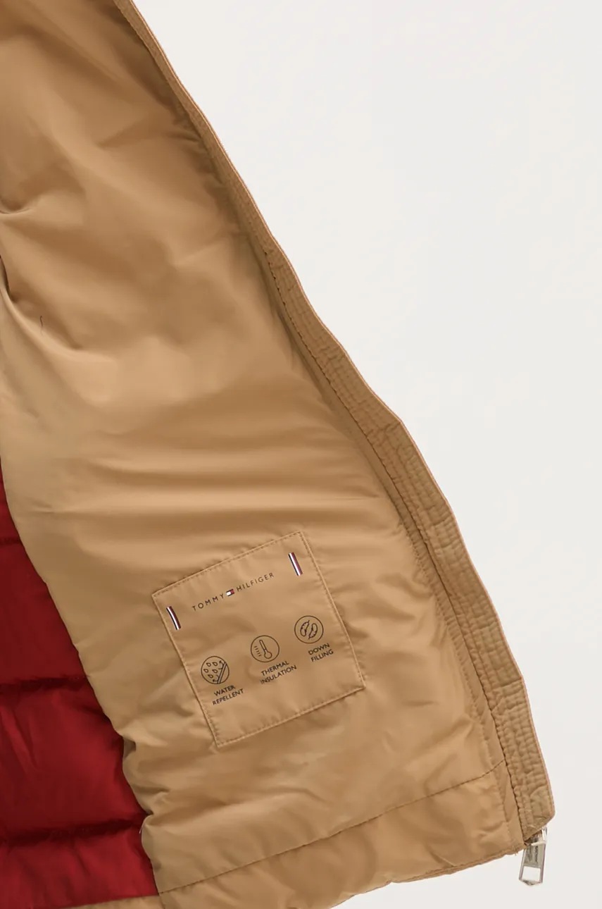 Пухова безрукавка Tommy Hilfiger жіноча колір коричневий зимова WW0WW43634 