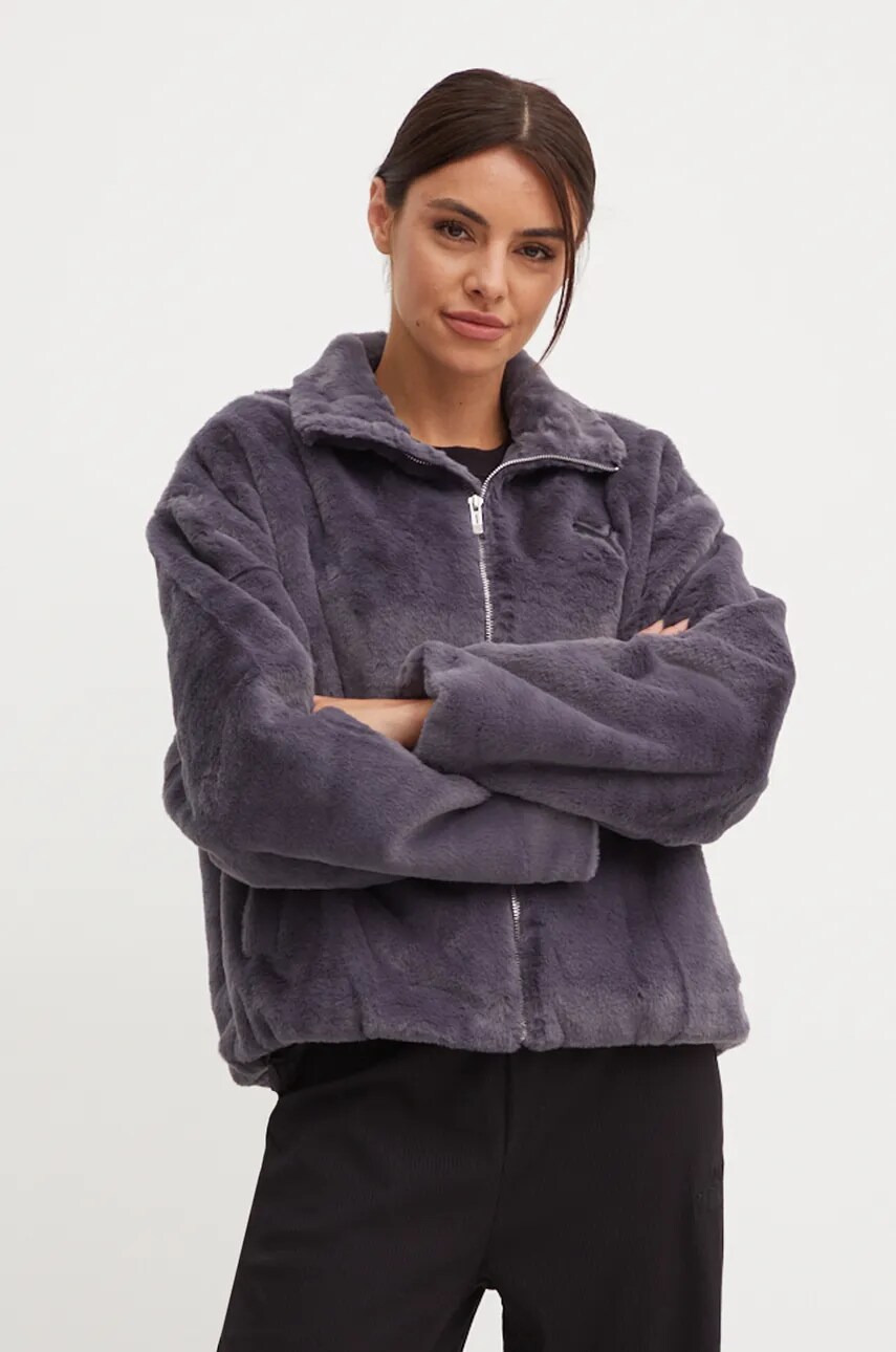 Puma geaca femei, culoarea gri, de tranzitie, oversize, 626517 Puma geaca femei, culoarea gri, de tranzitie, oversize, 626517