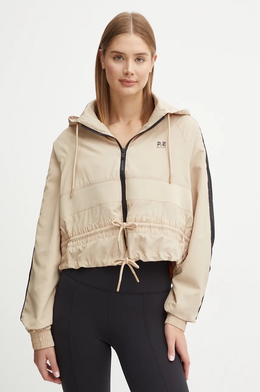 Σακάκι προπόνησης P.E Nation Cropped Man Down χρώμα: μπεζ, 243J341 φωτογραφία