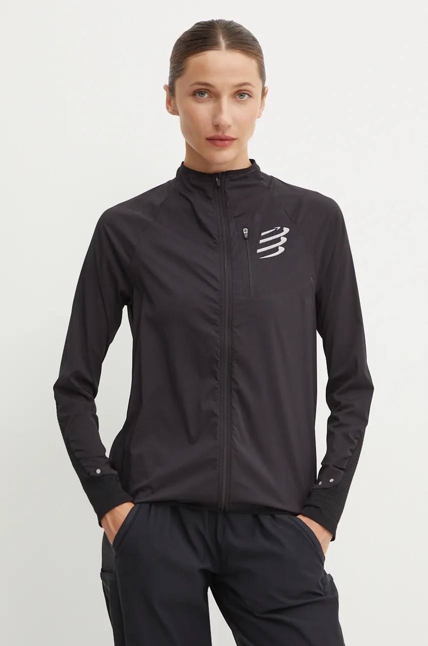 Compressport windbreaker Hurricane culoarea negru, de tranzitie, AJVW1429 Compressport windbreaker Hurricane culoarea negru, de tranzitie, AJVW1429