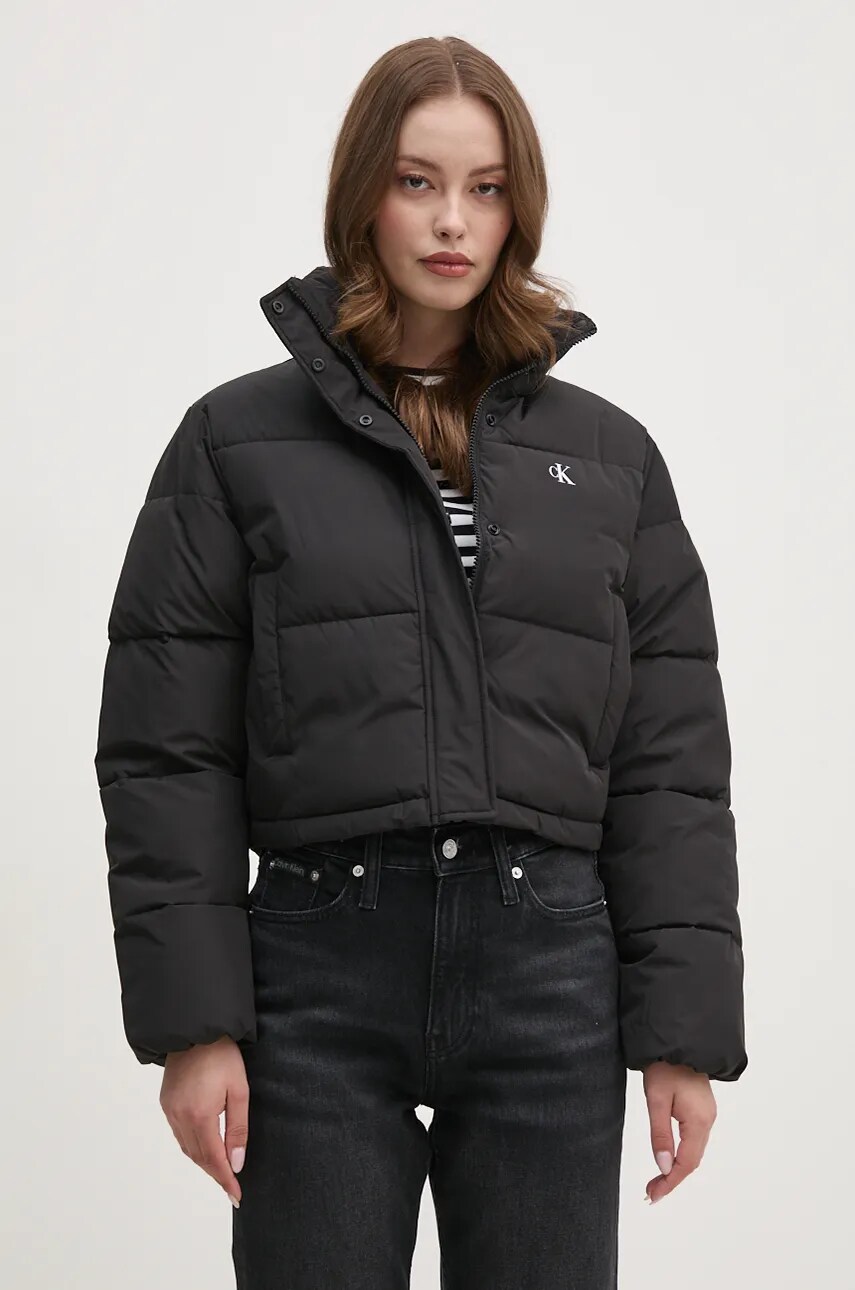 Levně Bunda Calvin Klein Jeans dámská, černá barva, zimní, oversize, J20J224615