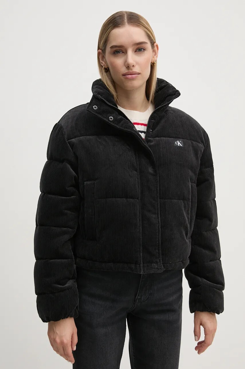 Levně Manšestrová bunda Calvin Klein Jeans černá barva, zimní, oversize, J20J224620