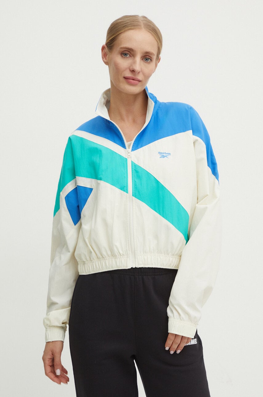 Reebok Classic geaca femei, culoarea bej, de tranzitie, oversize, 100206055